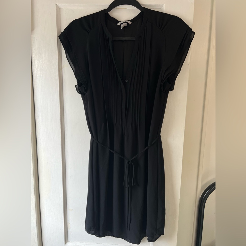H&M Flutter Sleeve Pleated Tie Waist Shirt Dress